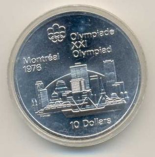 Canada Olympic Games Montreal 1976 Skyline Silver 10 Dollars 1973 *BU