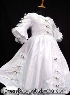 V251 White Victorian Pageant Costume American Disney Holiday Dress 2/3