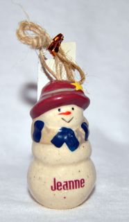   With Tags Ganz Snowman Ornament ~ Jeanne~ Personalized Name Christmas