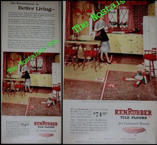 VTG 1952 Magazine Print Ad/Advertisment KEN RUBBER Tile Floors~Half 