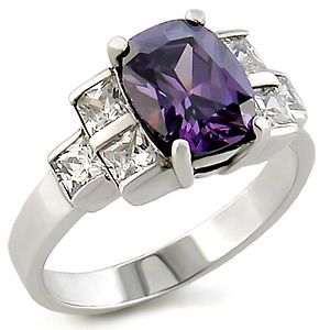   Purple Amethyst CZ size 10 Sterling Silver ring Irish Plus Size Womens
