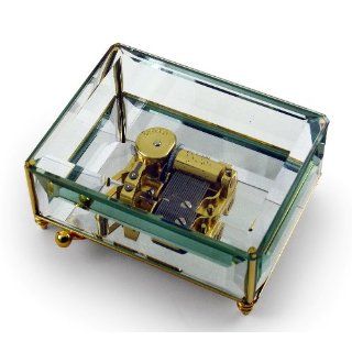 Exquisite 18 Note Beveled Crystal Music Box with Mirrored 