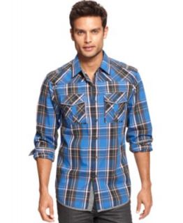 Marc Ecko Cut & Sew Shirts, Long Sleeve Tartan Plaid Shirt