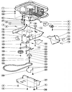 Troybilt Lawnmower Cutter bar drive mechanism, engine oil drain tube 