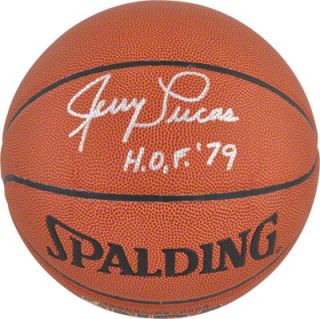 Jerry Lucas Autographed Spalding Indoor/Outdoor Basketball with HOF 