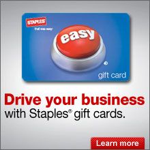 Drive your business with Staples Gift Cards.