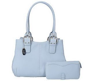 Tignanello Pebble Leather Double Handle Shoulder Bag w/ Matching 