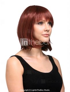 Short Straight Red Wine Hair Wig   Bob Head   USD $ 32.99