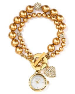 Carolee Double Row Gold Pearl Watch, 22mm  