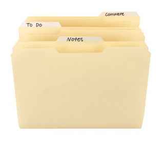 OfficeMax Poly File Folders, Manila, Letter, 1/3 Cut, 12/PK