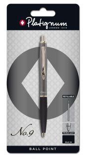 Platignum No.9 Grey & Gold Ball Point Pen  Ebuyer