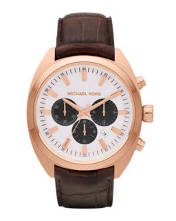 Chocolate Leather and Rose Golden Stainless Steel Dean Chronograph 