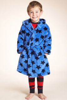 Younger Boys Star Print Hooded Dressing Gown   Marks & Spencer 
