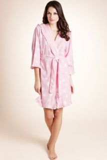 Per Una Cotton Rich Spotted Frill Dressing Gown   Marks & Spencer 