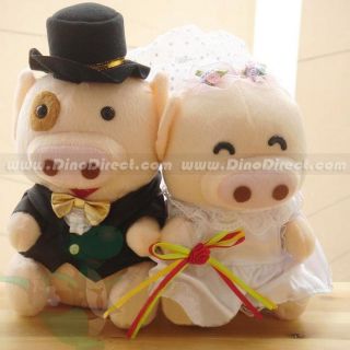 Wholesale 20cm Lover Wedding Mcdull Pig Plush Doll Toys 2Pcs 
