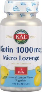 Kal Biotin Lemon    1000 mcg   100 Lozenges   Vitacost 