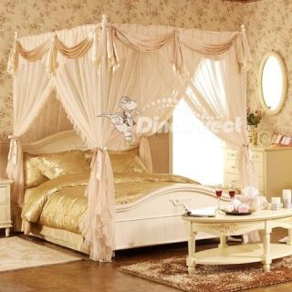 Wholesale Qirtie 4 Poster Modern Luxurious Lace Princess Bed Mosquito 