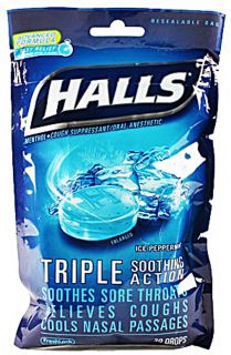 Halls Cough Drops Ice Peppermint    30 Drops   Vitacost 