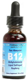 California Natural B12 Liquid Raspberry    1 fl oz   Vitacost 