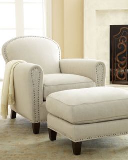 Linda Linen Chair & Ottoman   The Horchow Collection