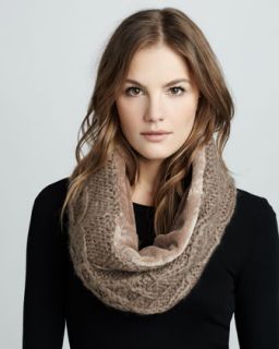 Faux Fur Lined Infinity Scarf, Taupe   