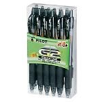 Pilot® G 2™ Retractable Gel Pens, 0.7 mm, Fine Point, Clear Barrels 