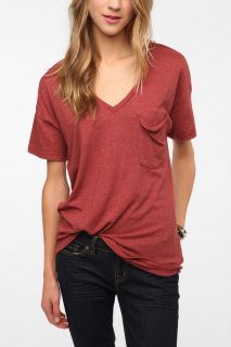 Truly Madly Deeply V Neck Pocket Tee   Urban Outfitters