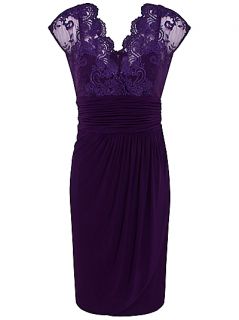 Buy Alexon Lace Top Dress, Dark Purple online at JohnLewis   John 