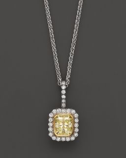 White and Natural Yellow Diamond Pendant Necklace in 14K White Gold, 0 