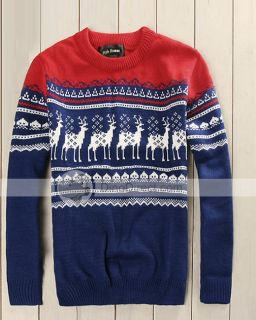 Wholesale GINIM Lovely Deer Pattern Round Neck Men Sweaters 