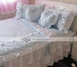 Wholesale Stylish Flounce Dots Print Cotton Queen Size Bed Sheet Set 