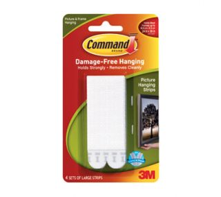 3M Command Large Picture Hanging Strips White 4/pk