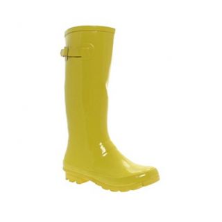 yellow plain flourescent wellington boots   Flat boots   Shoes & boots 