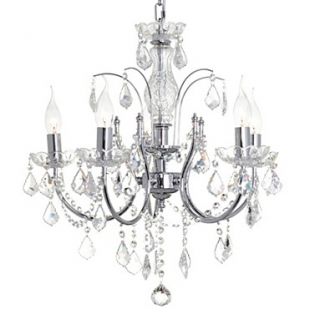 Polished Chrome Maple 5 Light Crystal Chandelier   Chandeliers 