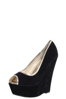  Sale  Footwear  Maiya Black Metallic Peeptoe Suedette 