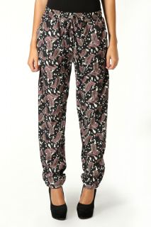 Hailie Relaxed Fit Paisley Spot Print Trousers at boohoo
