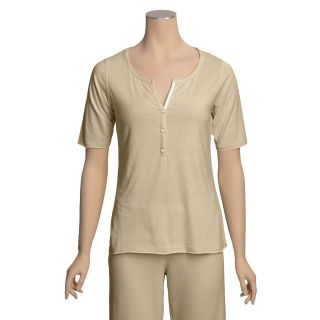 SoyBu Henley T Shirt   Rayon Organic Cotton, Short Sleeve (For Women 