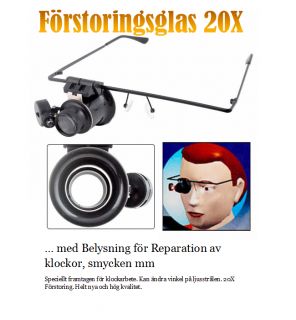 Förstoringsglas 20X m/Belysning Reparation Klockor,smycken på 