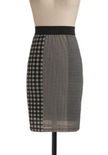 Scale Model Skirt   Black, Grey, Stripes, Checkered / Gingham, Work 