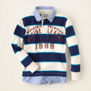 boy   long sleeve tops   novelty knits   faux layered striped rugby 