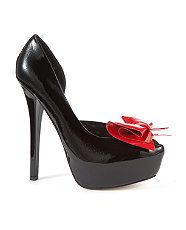 Black (Black) Dollybird Black Uptity Red Bow Platform Court Shoes 