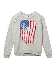 Pale Grey (Grey) Teens Grey American Flag Sweatshirt  258226902  New 