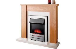 Solus Electric Fire Suite   Oak and Ivory from Homebase.co.uk 