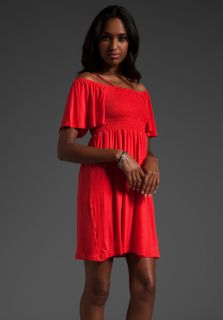 JAMES & JOY Aubrey Flutter Sleeve Dress in Orange  