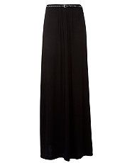 Black (Black) Black Studded Belt Jersey Maxi Skirt  263349201  New 