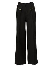 Black (Black) Black Crepe Zip Pocket Wide Leg Trousers  264169001 