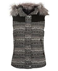 Warm Grey (Grey) Grey Aztec Print Fur Trim Gilet  261002105  New 