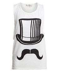 White (White) Misumi White Top Hat Moustache Vest  265406310  New 
