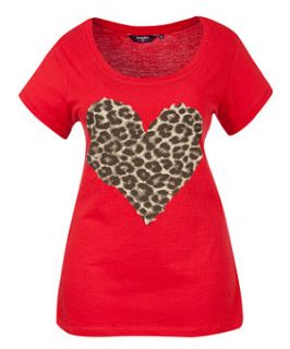 Red (Red) Inspire Red Leopard Print Heart T Shirt  253681160  New 