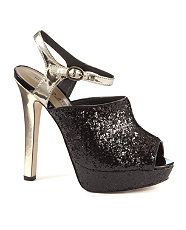 Black (Black) Madden Girl Black Glitter Peep Toe Heels  263690001 